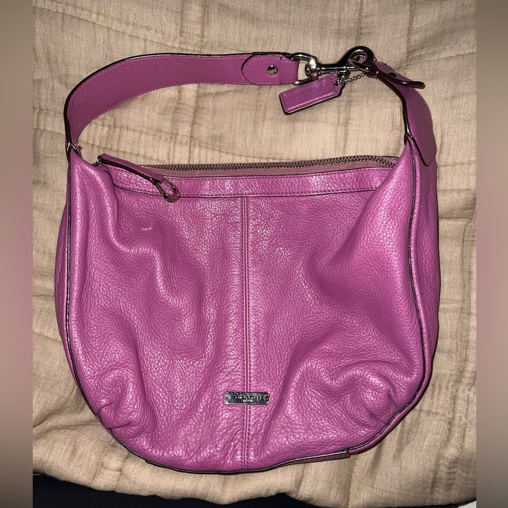 Coach Avery Lavender Pebble Leather Hobo Shoulder Bag